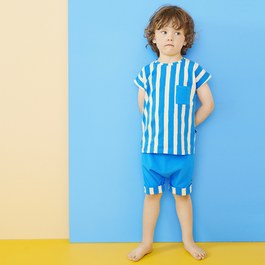 口袋條紋有機棉Tee
